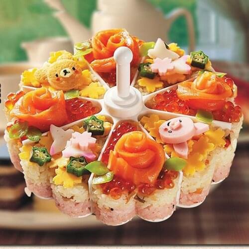 New Creative Sushi Maker Cake Pan Mould Suits DIY Rice Mold Kitchen Sushi Roll Mold Tools Set Jelly Pudding Rolls Easy Made