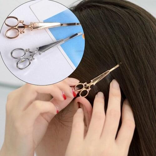 Scissors Hair Pins Shears Clip For Hair Tiara Barrettes Headdress Gold silver Vintage Simple Head Jewelry