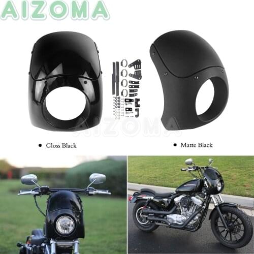 Motorcycle 5.75‘’ Front Headlight Fairing Cowl 35-49mm Fork Mount Bracket For Harley Dyna FXD FXR Sportster XL883 XL1200 Custom