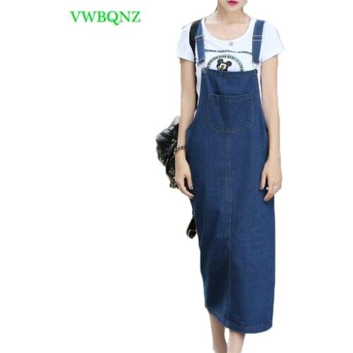 Spring Summer Denim Dress Female student Loose Thin Strap Dresses Fashion Women Sleeveless Loose waist Cowboy Sling Dresses 583