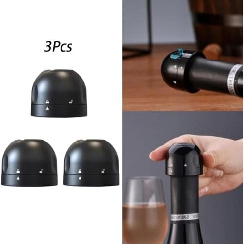 3Pcs Wine Bottle Stopper Sealed Mini Leak-proof Food-Grade Sealing Bottle Cap Champagne Stopper Silicone Seal Vacuum Bar Tools
