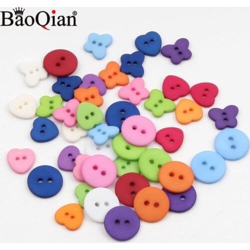 50Pcs Scrub Heart Buttons Butterfly Resin Button For Clothing Sewing Scrapbooking DIY Crafts Needlework Decoration Accessories