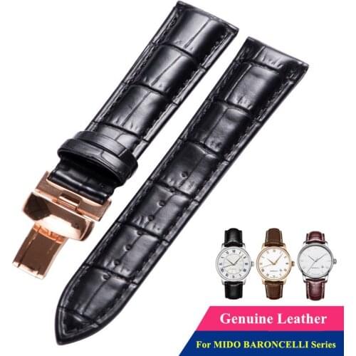Professional Genuine Leather Watch Band Belt for Mido BARONCELLI M8600 Srap MULTIFORT/ COMMANDER Men' Wrist watchband 20/22mm