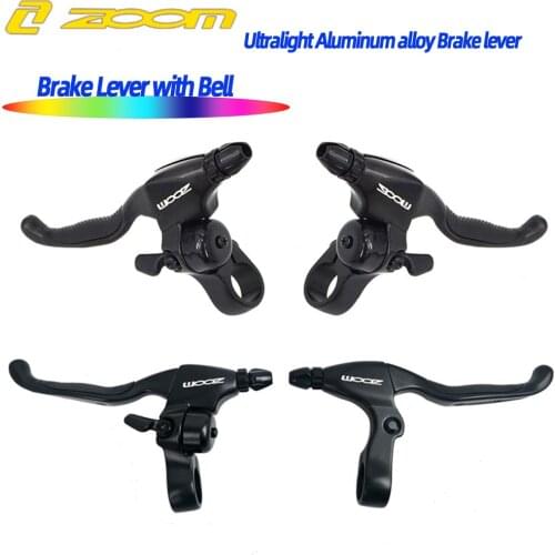 ZOOM Bell Brake Lever For MTB BMX City Bike Aluminum Alloy V Brake Disc Brake Levers With Ring Bicycle Braking Handle Bike Parts
