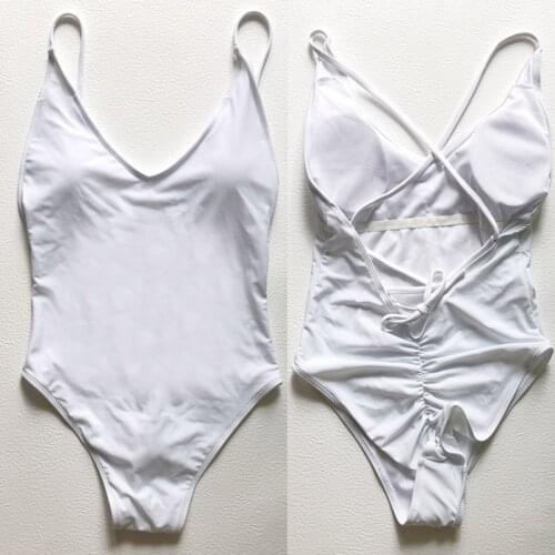 Sexy One Piece Swimsuit Solid Swimwear Women Adjustable straps Bathing Suit Bodysuit Backless Beach monokini Female Padded 2021