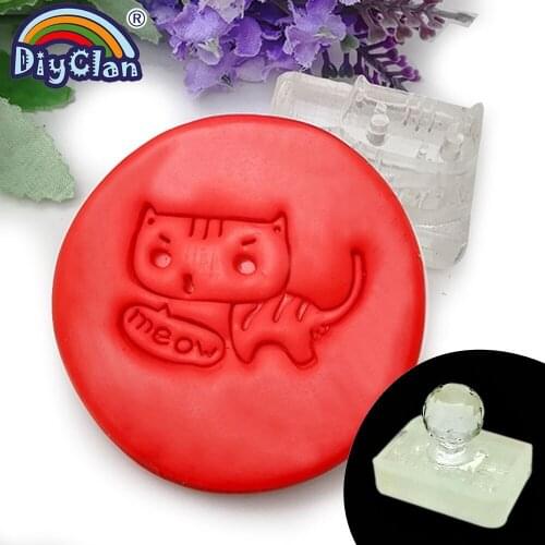 Handmade Meow Natural Soap Stamp Mold Diy Cat Pattern Organic Glass Soap Seal Custom Acrylic Chapter With Handle Z0192XM