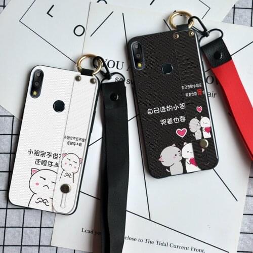 Cute Cate Silicone Case For Asus Zenfone Max Pro M2 ZB631KL ZB633KL Wristband Back Cover For Asus 5Z ZE620KL ZS620KL Neck Strap