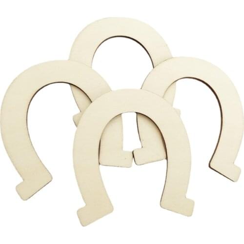 10pcs Unfinished Wooden Horse Cutouts Wood Discs Slices Horse Horseshoes for DIY Crafts Home DIY Handicraft Birthday Party Decor