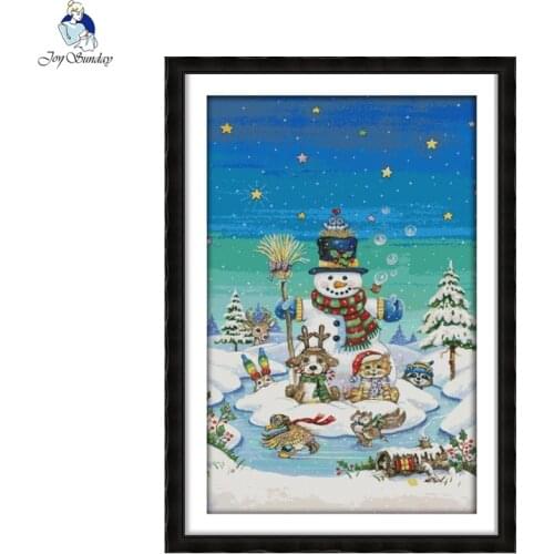 Joy Sunday Snowman Counted DMC Cross Stitch DIY 11CT 14CT Cross-Stitch Kit Handmade Embroidery for Needlework NKF