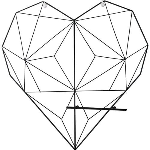 Iron Heart-shaped DIY Grid Picture Rack Photos Postcard Holder Storage Shelf Wall Hanging Home Bedroom Decor Mesh Panel