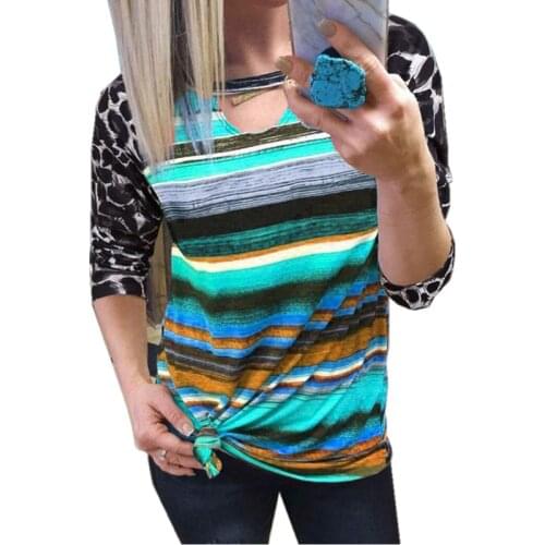 Long Sleeved Women Printed Multicolor Striped T Shirt Woman Slim Fit Hollow Out Plus Size Casual Bottoming Clothing Tees Shirts