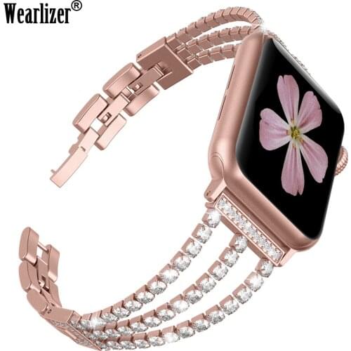 Women Jewelry Stainless Steel Watch Bands For Apple Watch Replacement Link Bracelet Sport Strap for iWatch Series 5/4/3/2/1