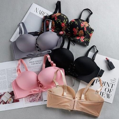 Smooth Padded Underwear Bra Women Super Push Up Drawstring Bras Wireless Female Push-up Intimates Sexy Black Bras Tops J2