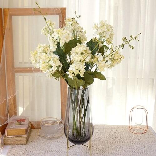 1pc 3 heads hydrangea Artificial Flowers Branch Home Wedding Floral Arrangement Ornaments diy Photography Props Decoration