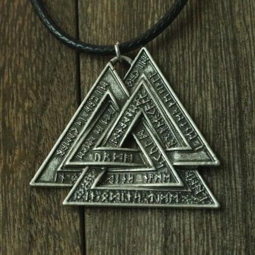 Lanseis 1pcs viking Valknot pendant the "knot of the slain" norse letter symbol men necklace