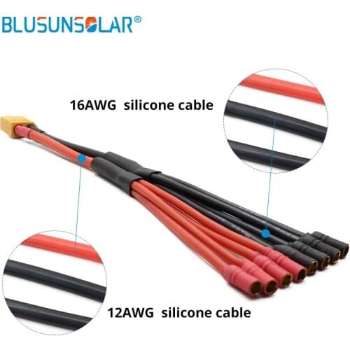 10pcs/lot hot selling XT60 Female Connector to 6* 3.5mm Banana Female Parallel Charger Cable Extension Y Splitter DZ0132