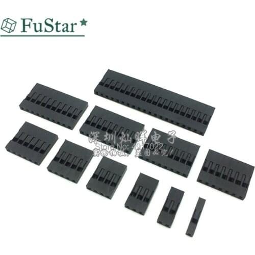 100PC Dupont Plastic Shell 1Pin 2Pin 3Pin 4Pin 5Pin 6Pin 7Pin 8pin 9pin 10pin 2.54mm Dupont Connector 1P 2P Single Row Connector