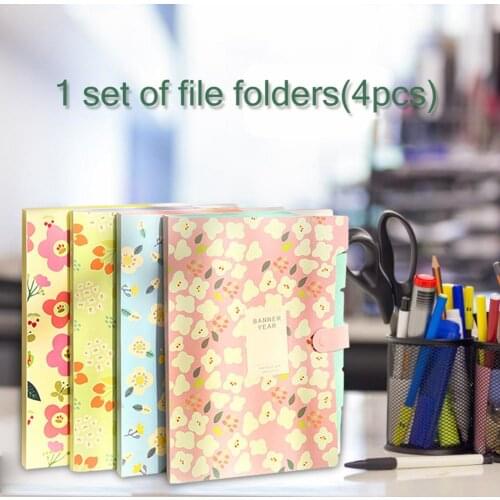1 Set 4pcs Expanding File Folder File Organizer With 5 Pockets 4 Colors Paper Document Holder For School Office