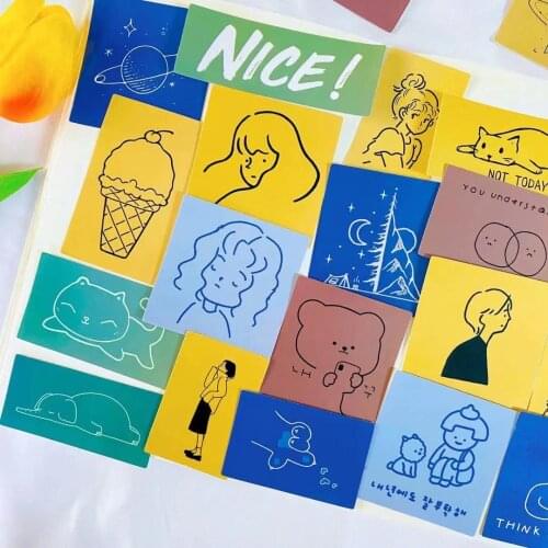 48PCS Korea Cute Graffiti Stickers DIY Scrapbook Base Collage Phone Diary Photo Props Gift Sealing Decoration