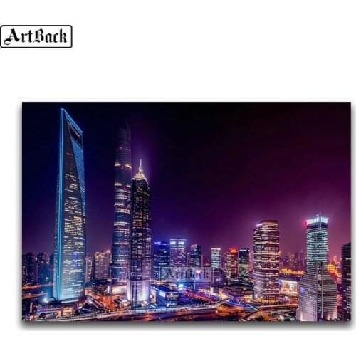 5D Diamond Painting City Night Diamond Embroidered Full Square 100% Resin Rhinestone Mosaic Cross Embroidery Art Deco