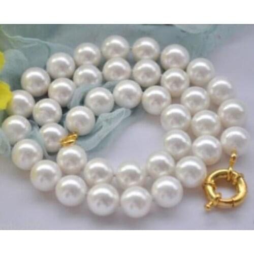 AAA Beautiful! 12mm Natural Round White Shell Pearl Necklace 18" 36"