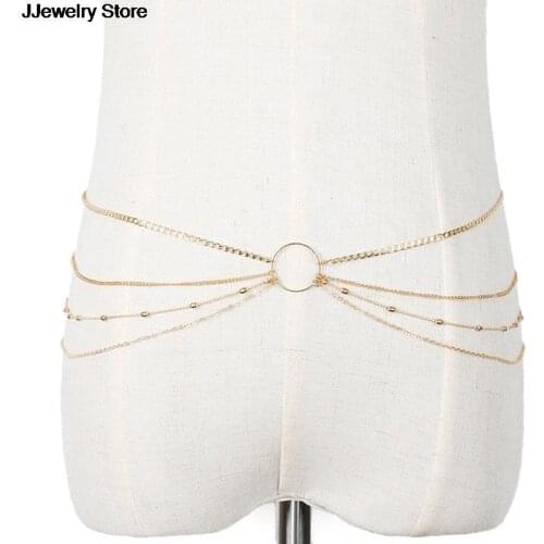 Women Belly Body Chains Bohemian Multilayers Waist Chain Body Jewelry Color
