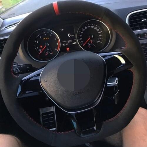 Car Steering Wheel Cover Soft Black Suede For Volkswagen VW Golf 7 Mk7 New Polo Jetta Passat B8 Tiguan 2017 Sharan 2016 2017