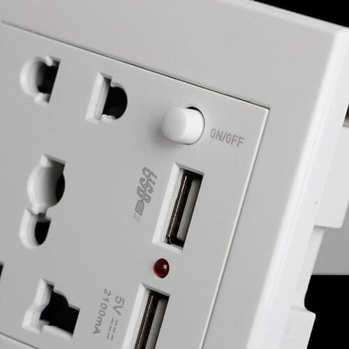 D08D Socket+2 USB+Switch Wall Socket Charger AC/DC Power Adapter Plug Outlet Panel