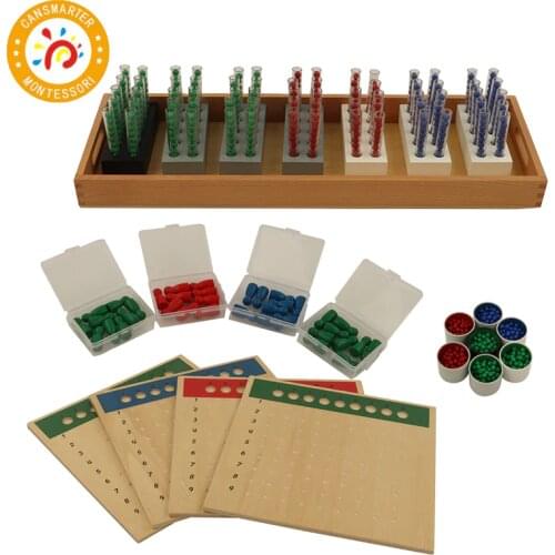 Montessori Material Wooden Toy Math Beads Long Division Colorful Teaching Aids Children Toy Home School Using