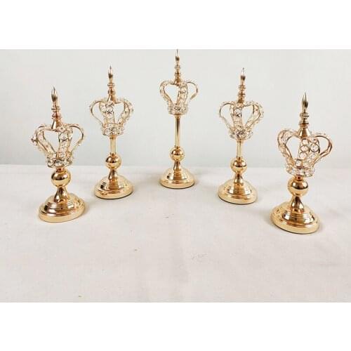 1-5pcs Crystal Candle Holder Gold Crown Shape Stand Wedding Candelabros Table Centerpieces Christmas Home Decor Candlestick
