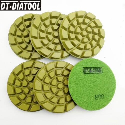 DT-DIATOOL 6pieces 4inch/100mm Resin Bond Diamond Concrete Sanding Discs Grit 800 Thickened Polishing Pads with thickness 10.5mm