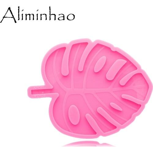 DY0597 Shiny Glossy 12*12cm Turtle Leaves Geode Coaster Agate Resin Mold - Monstera leaf DIY Mold -Epoxy Craft Silicone Mold