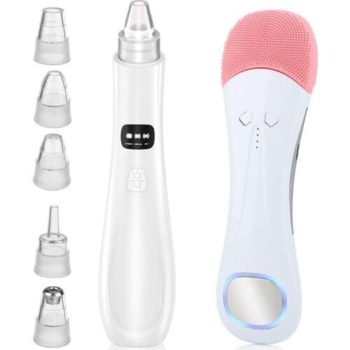 Electric Face Cleaner Silicone facial cleansing Brushes Pore Blackhead Remover Vacuum Black Point Vacuum Cleaner Kit Led Photon