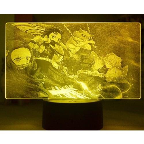 Kimetsu No Yaiba Nezuko Kamado Zenitsu Inosuke Figure Anime Led Night Light Room Atmosphere Decor 3d Light Demon Slayer Gift