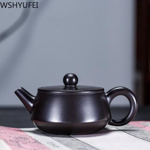 Chinese yixing purple clay teapot Handmade pot Ore black mud tea pot zisha kettle suit Tie Guanyin Puer teaware 100ml