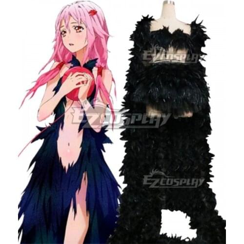 Guilty Crown Inori Yuzuriha Black Feather Dress Suit Girls Party Adult Halloween Skirt Suit Festival Cosplay Costume E001