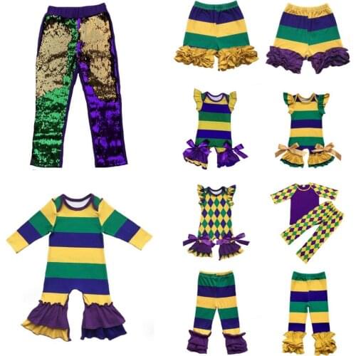 Mardi Gras holiday Mardi Gras Colors purple, green and gold baby girls clothes leggings