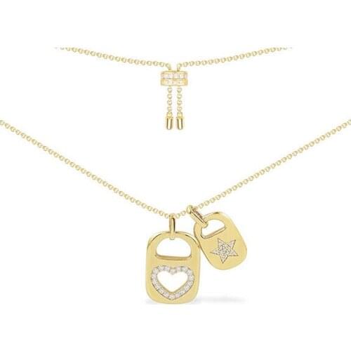 Hot selling 925 sterling silver stone set luxury banquet stars double ears lady pendant necklace, free mail, gift