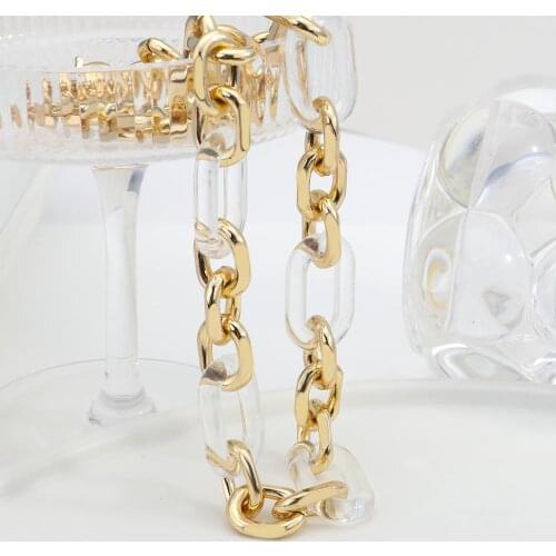 Flashbuy Punk Chunky Cuban Thick Chain Necklace for Women Male New Design Twist Alloy Acrylic Choker Necklace Statement Jewelry