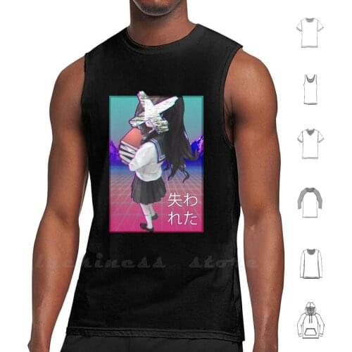 Lost - Sad Japanese Aesthetic Sleeveless Tank Top Vest Cotton Anime One Punch Man Manga Sword Art Online Studio Ghibli Lolis
