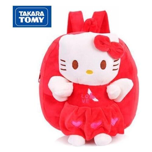 TAKARA TOMY cute cartoon Hello Kitty plush backpack simple waterproof wear-resistant comfortable childrens school bag
