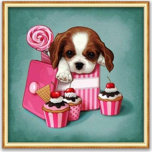 Animal Dog Terrier DIY Embroidery 11CT Cross Stitch Kits Needlework Craft Set Cotton Thread Printed Canvas Home Decoration Room