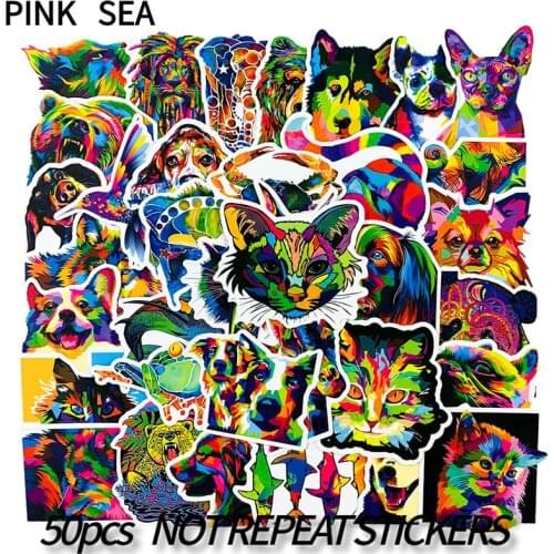 10/30/50Pcs/pack Cartoon Various Color Animal Dog Cat Sticker Waterproof PVC Sticker For Luggage Motorcycle Laptop Phone Case