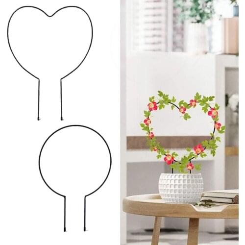 Metal Round/Heart Shaped Garden Plant Support Stand For DIY Potted Flower Vegetable Vine Rack Plants Climbing Holder Garden Tool