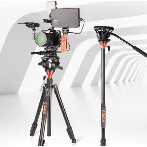 Coman DF06S Professional Tripod Monopod with Q5S Video Ballhead Fluid Head Tripod for Digital DSLR Camera Heavy Duty Aluminum