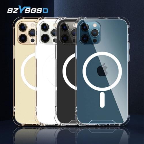 Transparent Hard PC Phone Case for Magnetic iPhone X XS XR 11 12 Pro Max 12mini Magnetic Wireless Charger Magnetic Phone Cover