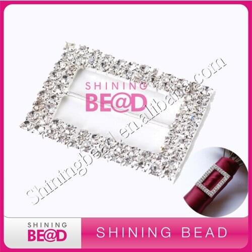Two rows rectangle rhinestone buckles for ribbon ,free shipping,hot sale rectangle rhinestone buckles for invitation card
