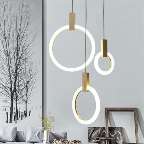 Dia20CM 30CM Luxury Circle Ring Bedside Pendant Light Kitchen Island Dining Room Hanging Light Store Shop Bar Pendant Lamps