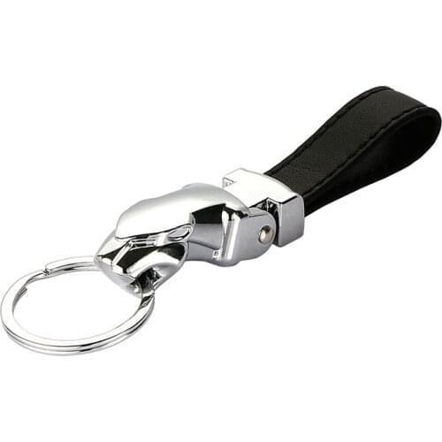 Car-styling Luxury Leopard Head Genuine Leather Key Chain Car Key Rings Holder Metal KeyRing Auto Keychains Pendant for Man Gift