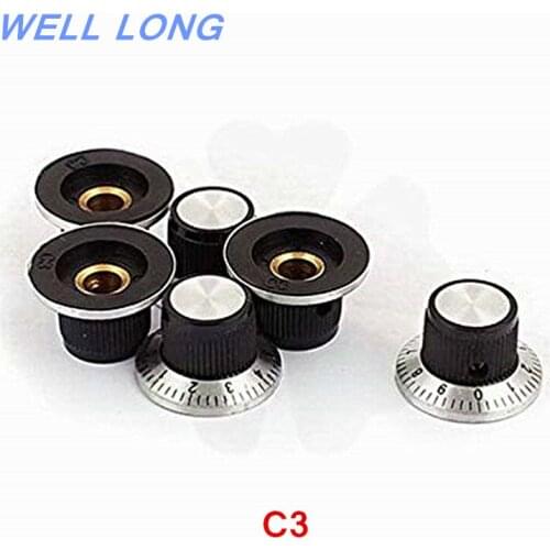 5pcs potentiometer knob C3 with dial, aluminum knob, digital knob, 24mmX 15mm, hole 6.0mm inner diameter